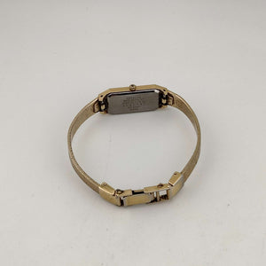 I Like Mikes Mid Century Modern Watches Citizen Women's Petite All Gold Tone Quartz Watch, Elongated Rectangular Dial,  Bracelet Strap