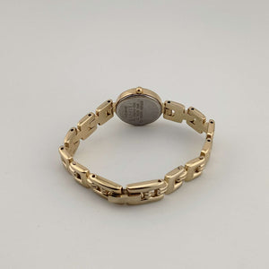 I Like Mikes Mid Century Modern Watches Citizen Women's Petite Gold Tone Watch, Round Black Dial, Link Strap