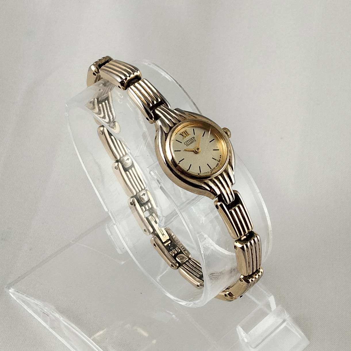 I Like Mikes Mid Century Modern Watches Citizen Women's Petite Gold Tone Watch, Round Dial, Link Strap