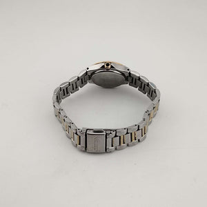 I Like Mikes Mid Century Modern Watches Citizen Women's Silver Tone Eco-Drive Watch, Mother of Pearl Dial, Jeweled Bezel, Date Window, Bracelet Strap