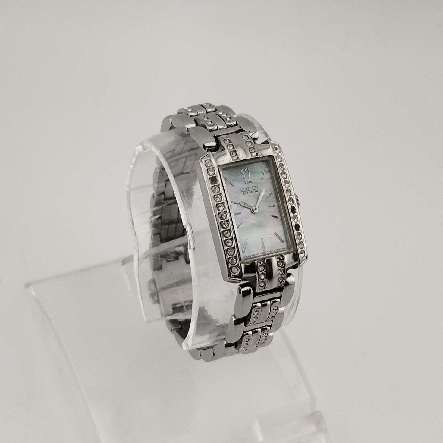 chinese dress ladies Citizen Women's Silver Tone Eco-Drive Watch, Mother of Pearl Rectangul