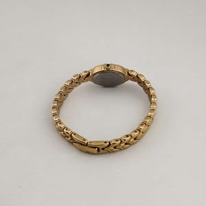 I Like Mikes Mid Century Modern Watches Elgin Women's All Gold Tone Quartz Watch, Oval Dial, Bracelet Strap