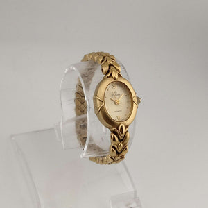 I Like Mikes Mid Century Modern Watches Elgin Women's All Gold Tone Quartz Watch, Oval Dial, Bracelet Strap