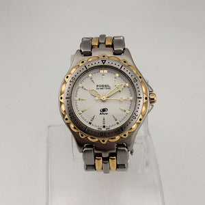 I Like Mikes Mid Century Modern Watches Fossil Unisex Mixed Metal Watch, Round Dial, Mint Green Accents, Bracelet Strap