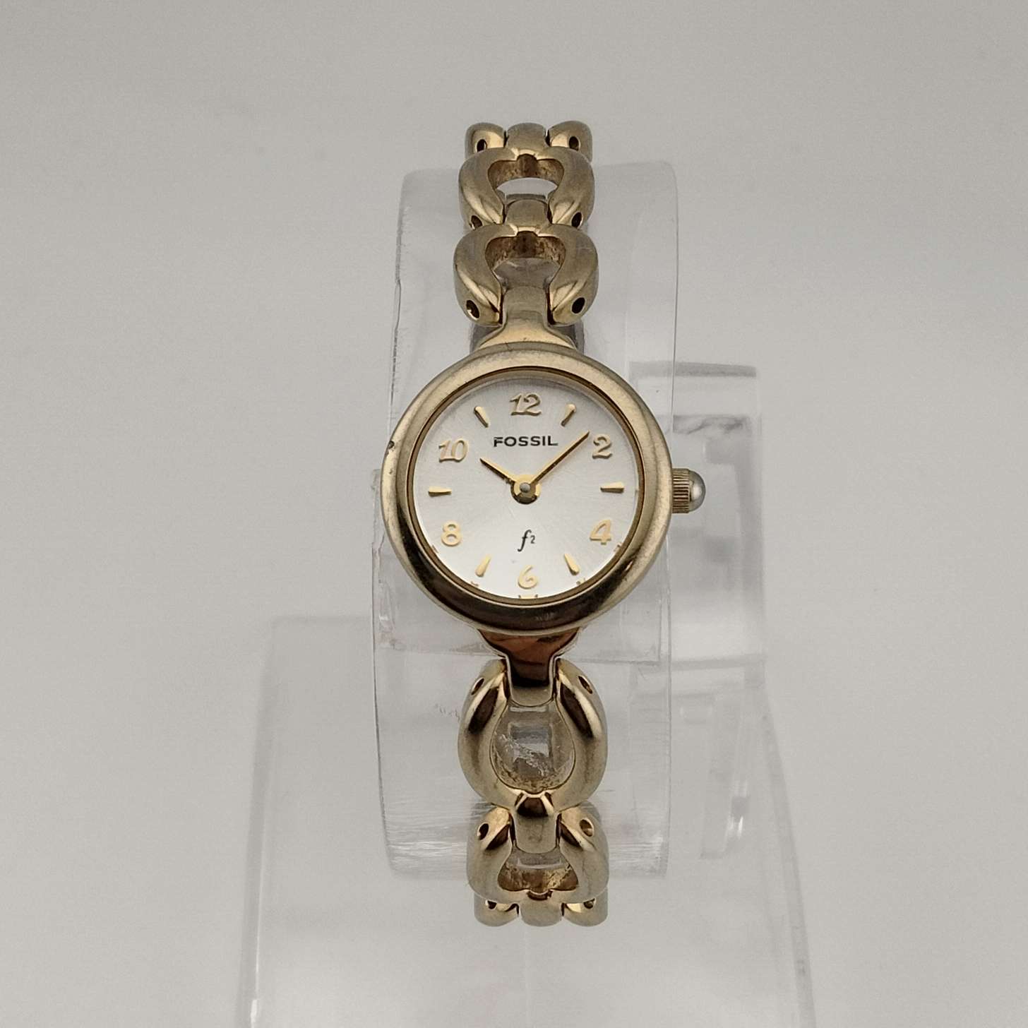I Like Mikes Mid Century Modern Watches Fossil Women's Gold Tone Watch, Round Silver Dial, Link Strap