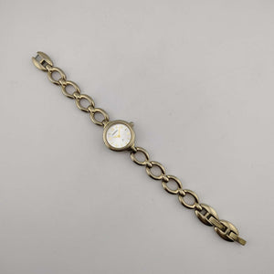 I Like Mikes Mid Century Modern Watches Fossil Women's Gold Tone Watch, Round Silver Dial, Link Strap