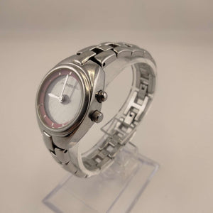 I Like Mikes Mid Century Modern Watches Fossil Women's Silver Tone Watch, Round Pink Dial, Link Strap