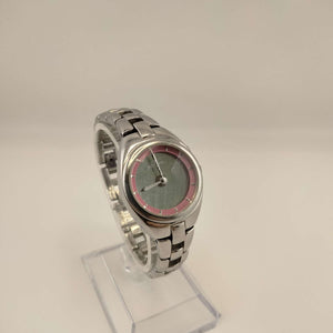 I Like Mikes Mid Century Modern Watches Fossil Women's Silver Tone Watch, Round Pink Dial, Link Strap