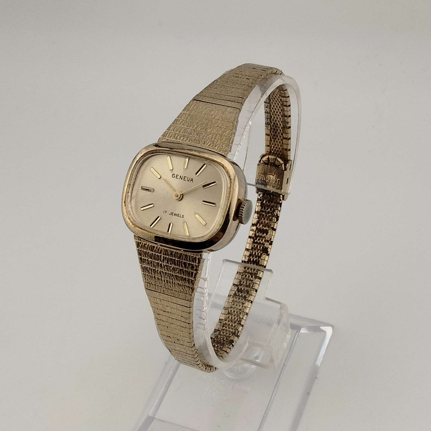 Geneva Unisex Gold Tone Watch, Horizontal Rectangle Dial  display picture 1
