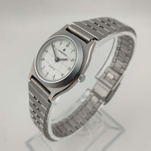 I Like Mikes Mid Century Modern Watches Junghans Women's Silver Tone Watch, Round Dial, Bracelet Strap
