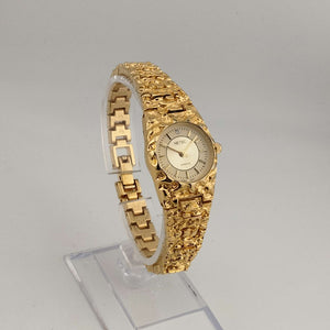 I Like Mikes Mid Century Modern Watches Netec Women's Gold Tone Quartz Watch, Round Dial, Bracelet Strap