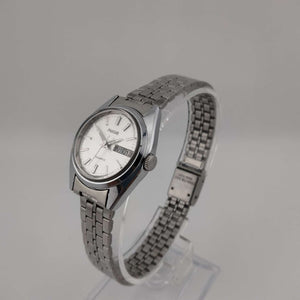 I Like Mikes Mid Century Modern Watches Phaser Women's Silver Tone Watch, Round Dial, Date & Day Window, Bracelet Strap