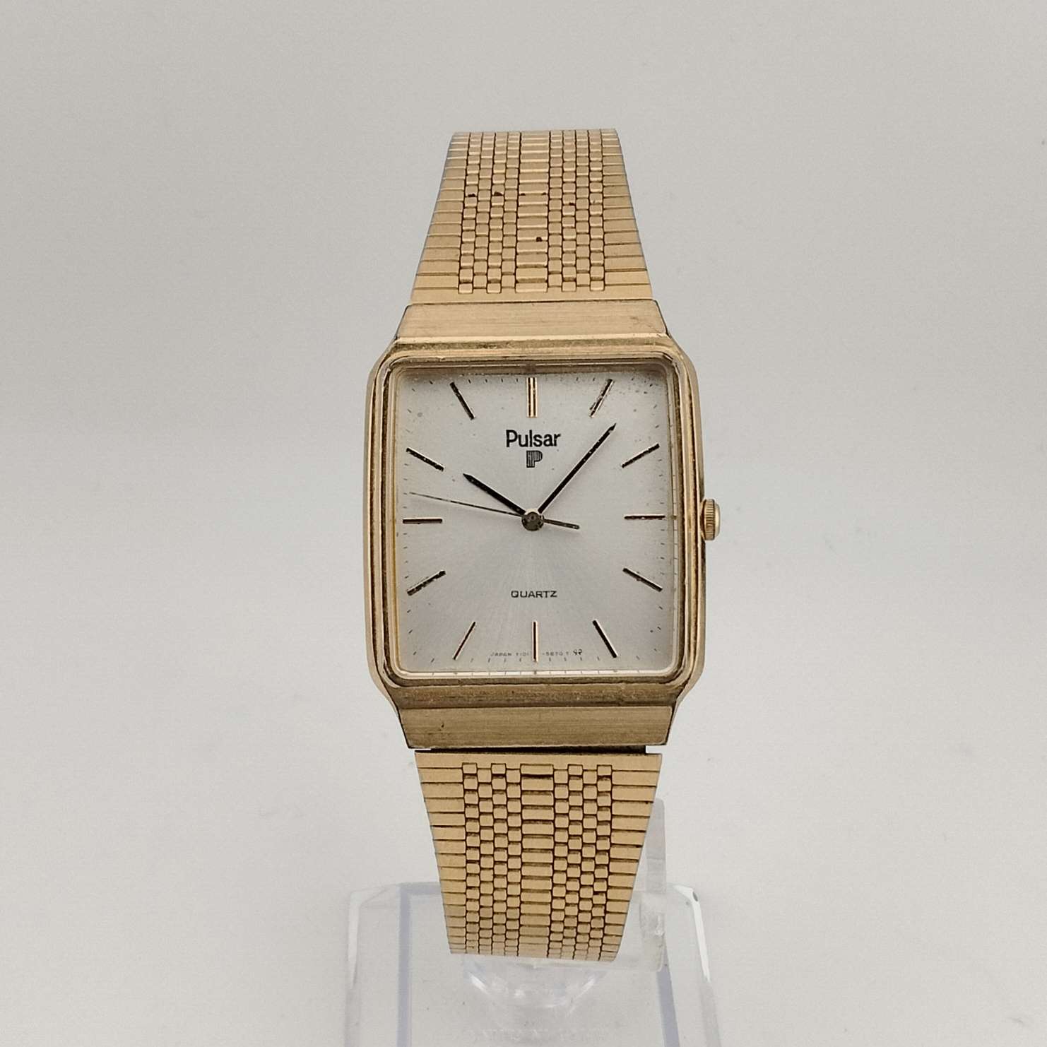 Retro Rectangular Gold-Tone Stainless Steel Watch, Japanese Quartz Movement, Japanese Brand × Vintage Omax Rectangular Quartz Watch  main image 3