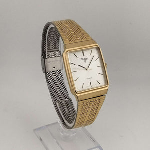 I Like Mikes Mid Century Modern Watches Pulsar Men's Gold Tone Quartz Watch, Rectangular Dial, Adjustable Mesh Strap