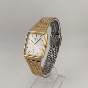 I Like Mikes Mid Century Modern Watches Pulsar Men's Gold Tone Quartz Watch, Rectangular Dial, Adjustable Mesh Strap