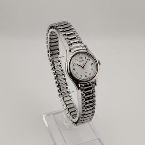 I Like Mikes Mid Century Modern Watches Pulsar Unisex Silver Tone Quartz Watch, Date Window, Stretch Strap