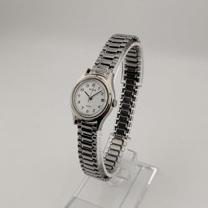 I Like Mikes Mid Century Modern Watches Pulsar Unisex Silver Tone Quartz Watch, Date Window, Stretch Strap