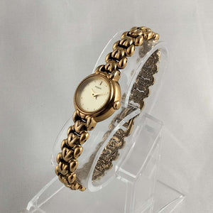 I Like Mikes Mid Century Modern Watches Pulsar Women's Petite Gold Tone Watch, Heart Bracelet Strap