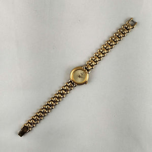 I Like Mikes Mid Century Modern Watches Pulsar Women's Petite Gold Tone Watch, Heart Bracelet Strap