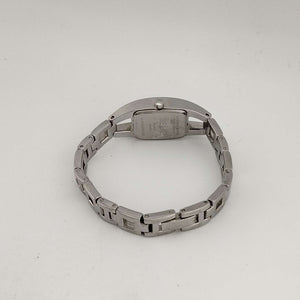 I Like Mikes Mid Century Modern Watches Relic Women's Silver Tone Watch, Black Square Dial, Link Strap