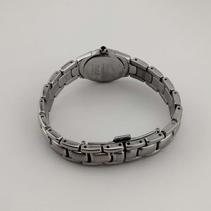 I Like Mikes Mid Century Modern Watches Seiko Automatic Petite Silver Tone Watch, Purple Mother of Pearl Dial, Bracelet Strap