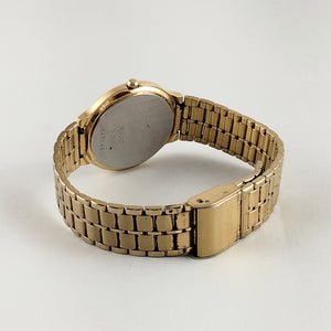 I Like Mikes Mid Century Modern Watches Seiko Gold Tone Men's Watch, Black Dial, Bracelet Strap