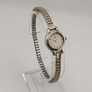 I Like Mikes Mid Century Modern Watches Seiko Ladies Quartz Watch, Gold and Silver Tone, Circular Dial, Stretch Strap