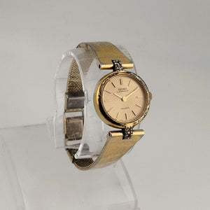 I Like Mikes Mid Century Modern Watches Seiko Lassale Women's Quartz All Gold Tone Quartz Watch, Round Face, Bracelet Strap