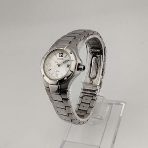 I Like Mikes Mid Century Modern Watches Seiko Men's All Silver Tone Watch, Circular Dial, Date Window, Bracelet Strap