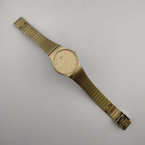 I Like Mikes Mid Century Modern Watches Seiko Men's Gold Tone Quartz Watch, Circular Dial, Adjustable Bracelet Strap