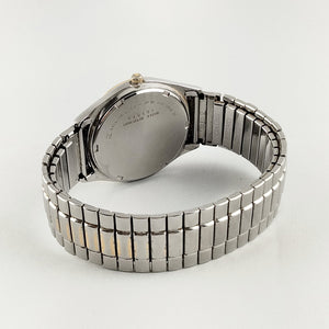 I Like Mikes Mid Century Modern Watches Seiko Men's Oversized Watch, White Dial, Date Window, Stretch Strap