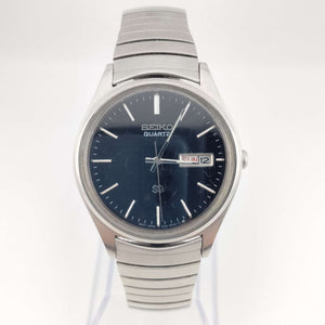 I Like Mikes Mid Century Modern Watches Seiko Men's Silver Tone Watch, Black Dial, Date Window, Stretch Strap