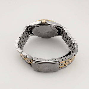 I Like Mikes Mid Century Modern Watches Seiko Men's Silver Tone Watch, Circular Dial, Date and Day Window, Bracelet Strap