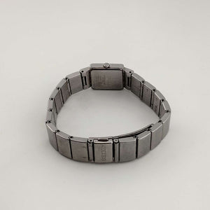 I Like Mikes Mid Century Modern Watches Seiko Men's Silver Tone Watch, Square Black Dial, Bracelet Strap