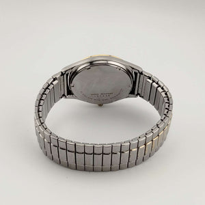 I Like Mikes Mid Century Modern Watches Seiko Men's SQ Silver Tone Watch, Date and Day, Flex Bracelet Strap
