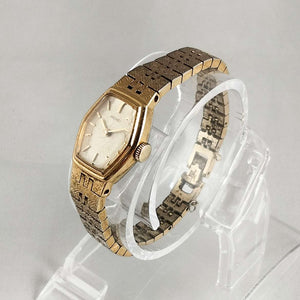I Like Mikes Mid Century Modern Watches Seiko Petite Gold Tone Watch, Hexagonal Dial, Bracelet Strap