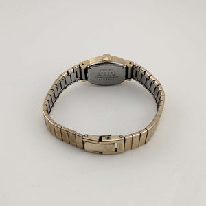 I Like Mikes Mid Century Modern Watches Seiko Petite Gold Tone Watch, Wind Up, Silver Tone Oval Dial, Bracelet Strap
