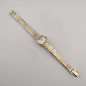 I Like Mikes Mid Century Modern Watches Seiko Petite Gold Tone Watch, Wind Up, Silver Tone Oval Dial, Bracelet Strap
