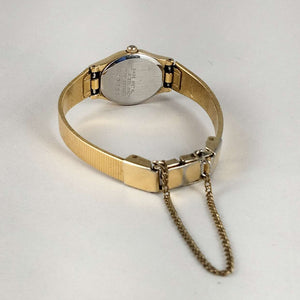 I Like Mikes Mid Century Modern Watches Seiko Petite Watch, Gold Tone Details, Lightly Textured Dial, Link Strap