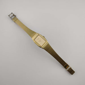 I Like Mikes Mid Century Modern Watches Seiko Quartz Petite Watch, Gold Tone, Rectangular Dial, Bracelet Strap