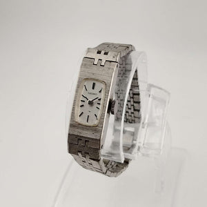 I Like Mikes Mid Century Modern Watches Seiko Quartz Petite Watch, Silver Tone, Elongated Rectangular Dial, Bracelet Strap