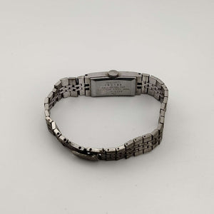 I Like Mikes Mid Century Modern Watches Seiko Quartz Petite Watch, Silver Tone, Elongated Rectangular Dial, Bracelet Strap