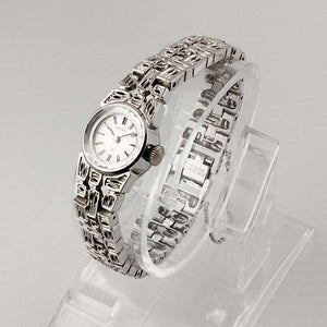 I Like Mikes Mid Century Modern Watches Seiko Quartz Petite Watch, Silver Tone, Unique Bracelet Strap