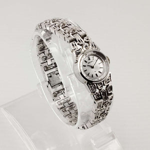 I Like Mikes Mid Century Modern Watches Seiko Quartz Petite Watch, Silver Tone, Unique Bracelet Strap