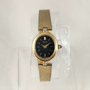 I Like Mikes Mid Century Modern Watches Seiko Quartz Watch, Black Oval Dial, Mesh Strap