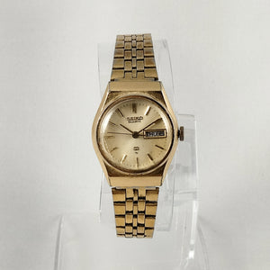 I Like Mikes Mid Century Modern Watches Seiko Quartz Watch, Gold Tone, Raised Crystal, Bracelet Strap