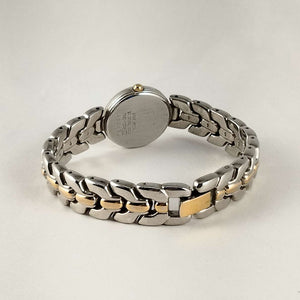 I Like Mikes Mid Century Modern Watches Seiko Quartz Watch, Navy Dial, Silver and Gold Tone Details, Bracelet Strap