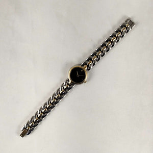 I Like Mikes Mid Century Modern Watches Seiko Quartz Watch, Navy Dial, Silver and Gold Tone Details, Bracelet Strap