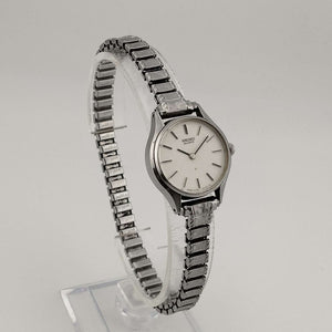 I Like Mikes Mid Century Modern Watches Seiko Round Watch, Silver Tone, Circular Dial, Thin Stretch Strap