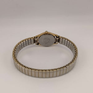 I Like Mikes Mid Century Modern Watches Seiko Round Woman's Watch, Gold Tone, Stretch Strap